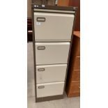 A Go brown and beige metal four drawer filing cabinets and contents,