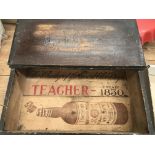 A Teacher's Est 1830 'The Whisky of the Good Old Days' pine whisky box 42 x 28 x 10cm high with