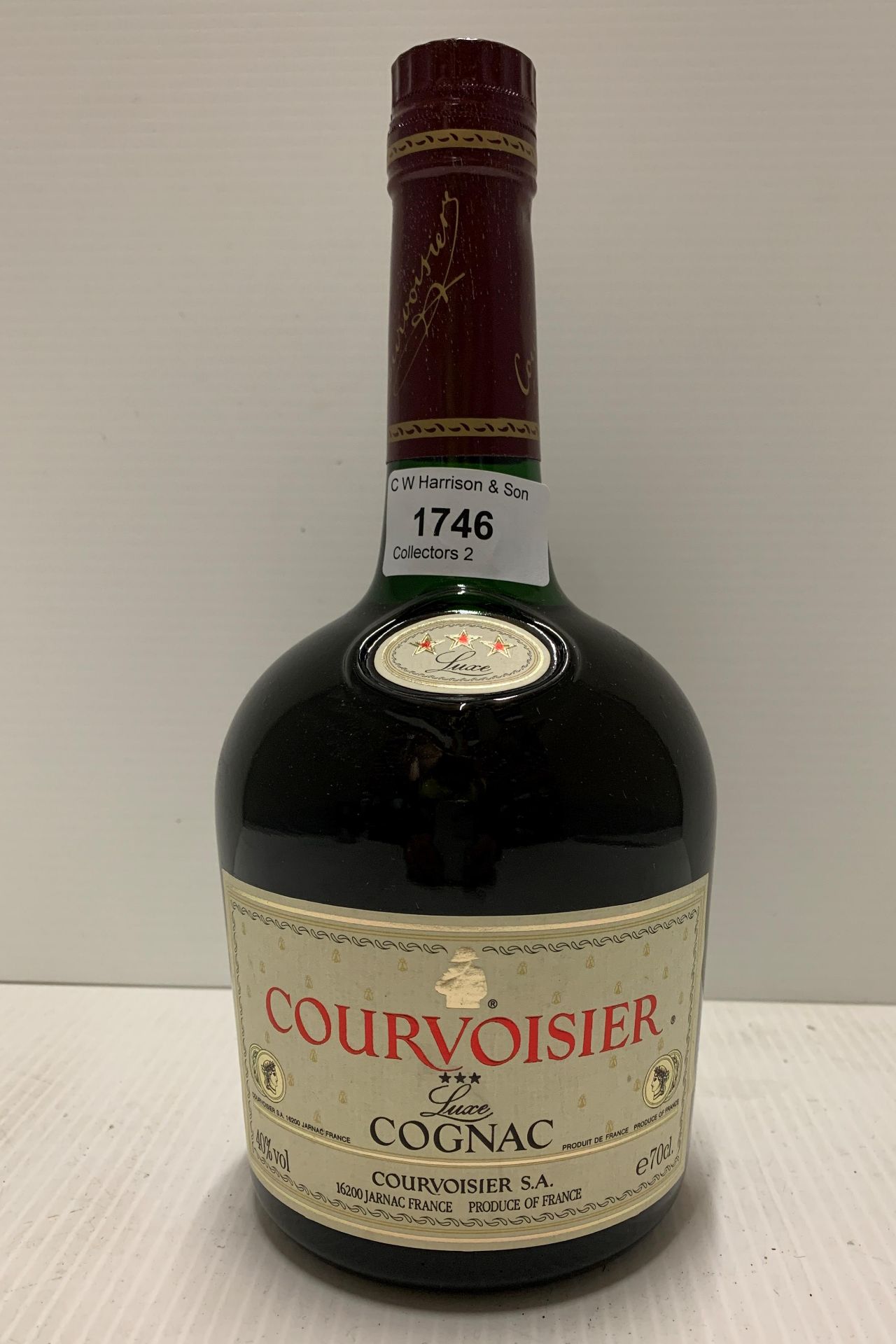 A 70cl bottle of Courvoisier Three Star Luxe Cognac (40% volume)