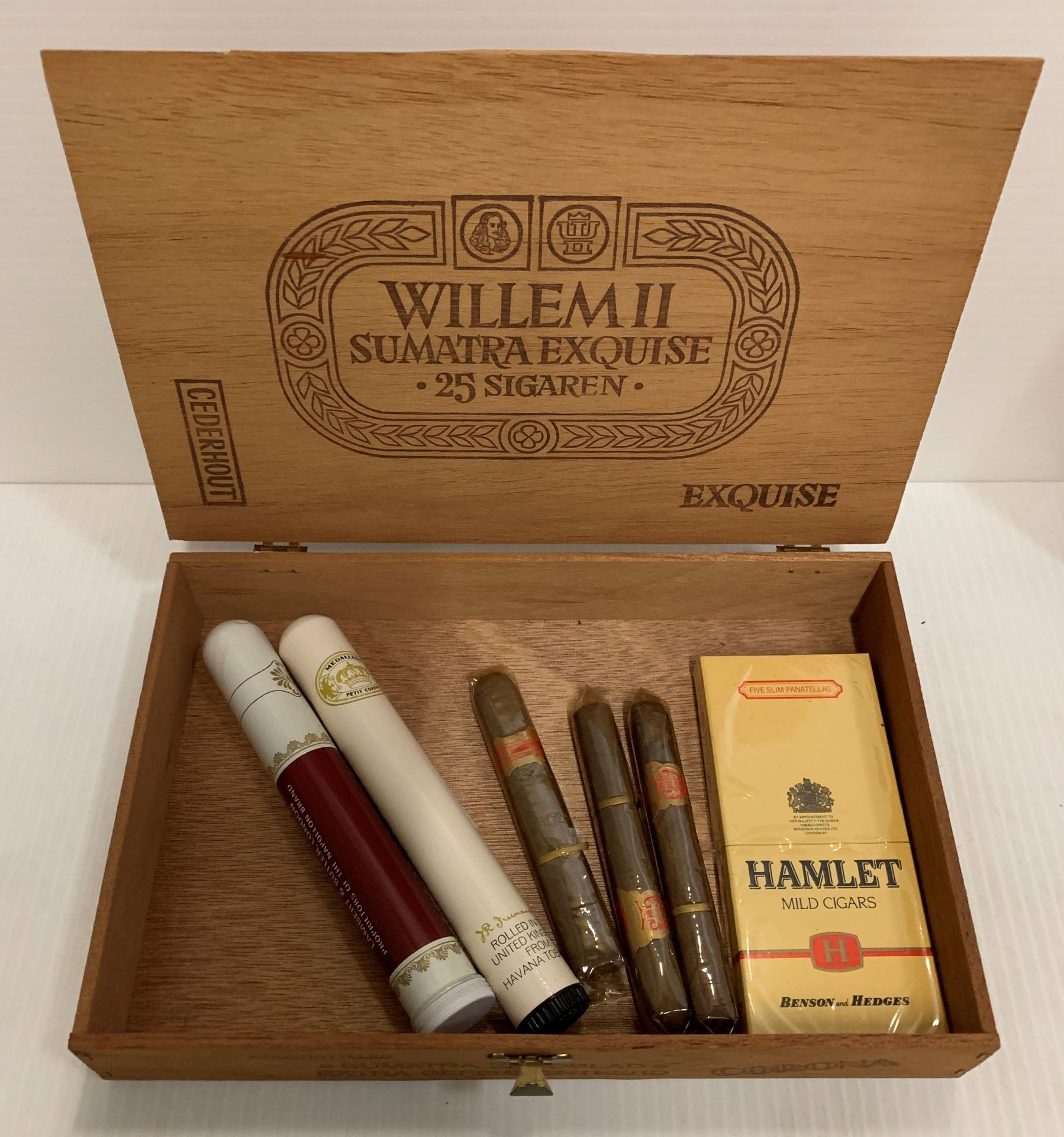 Two cigar boxes containing eight individual cigars in cylinders (3 Napoleon Coronas, - Image 3 of 3