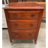 A stained mahogany chest of three drawers 62 x 90cm high
