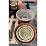 A large collection of 15 assorted ceramic plant containers
