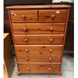 A pine seven drawer (two short,