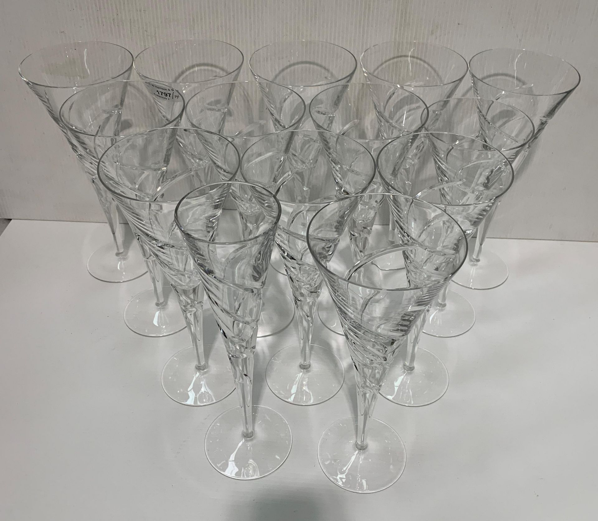 Twelve tall spiral twist cocktail glasses (each 26cm high), - Image 2 of 3