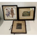 Ellery? small framed military sweetheart print 'some story' and two small framed photographs of a