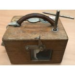A Benzing 215175 Germany portable oak cased pigeon time clock