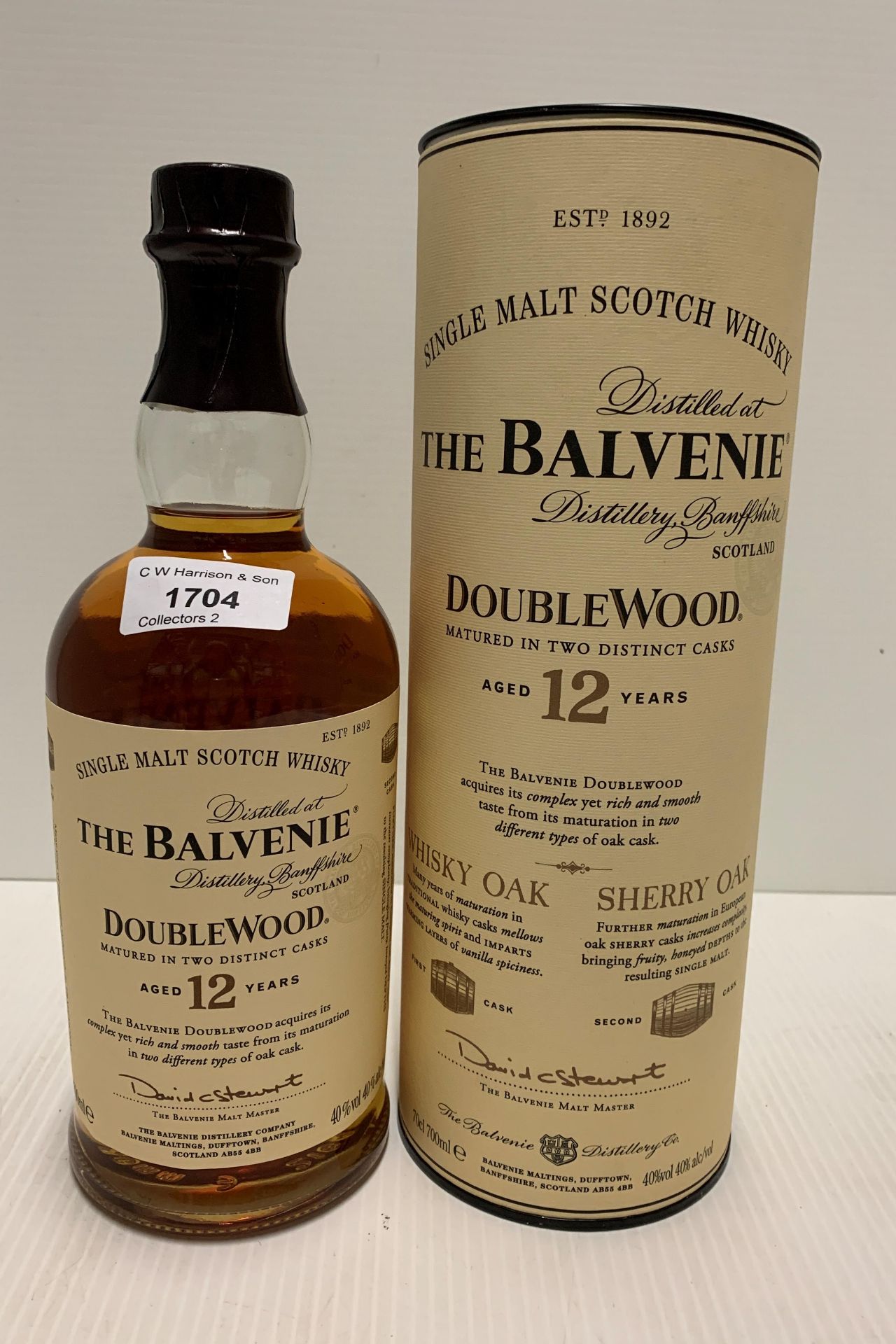 A 70cl bottle of The Balvenie Doublewood aged 12 years (40% volume) Single Malt Scotch Whisky in