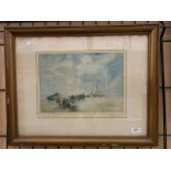 F Rousse gilt framed print 'landing the fish' 29 x 36cm signed in pencil