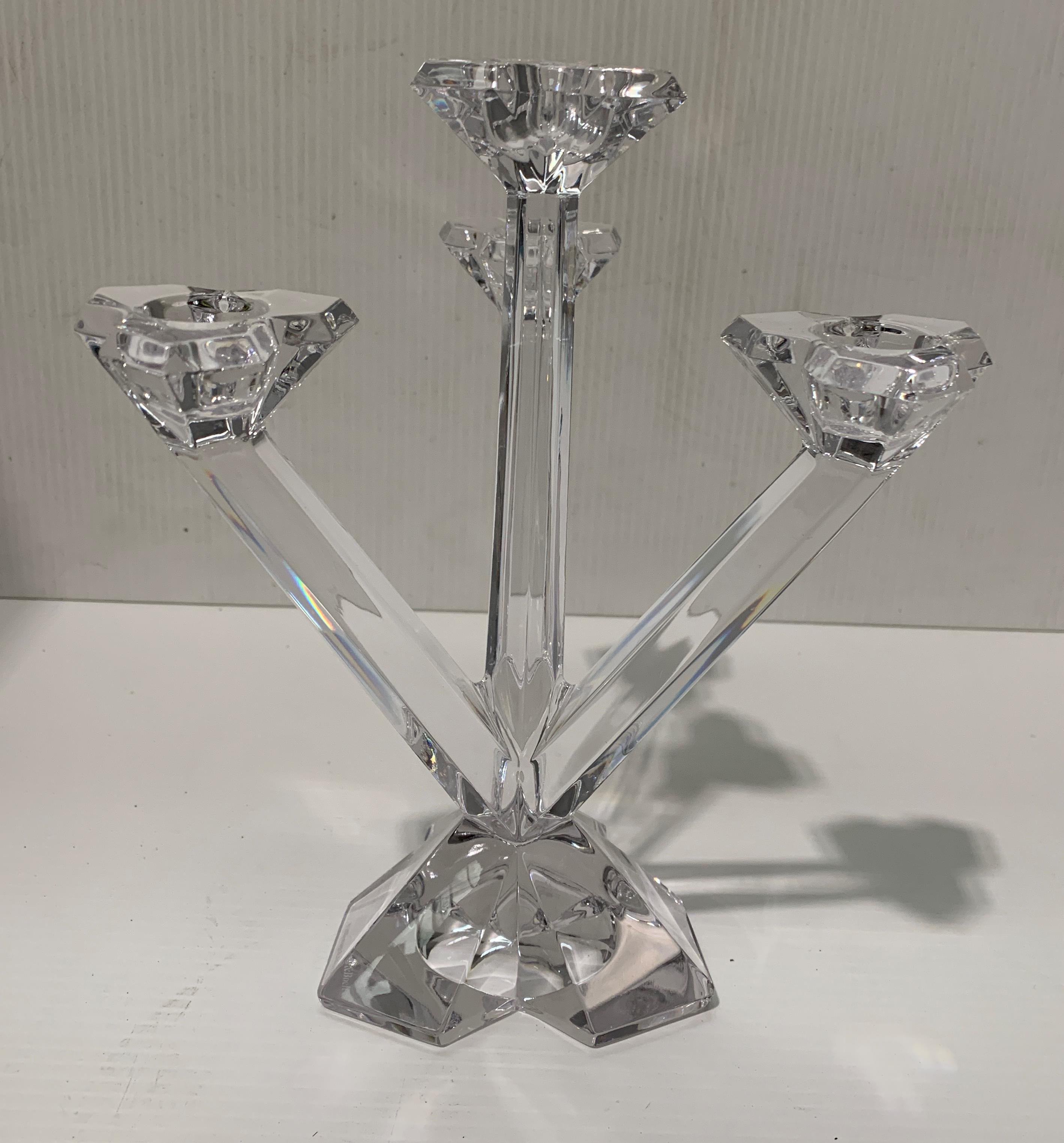 A Villeroy & Boch four stem glass candelabra - 23cm high