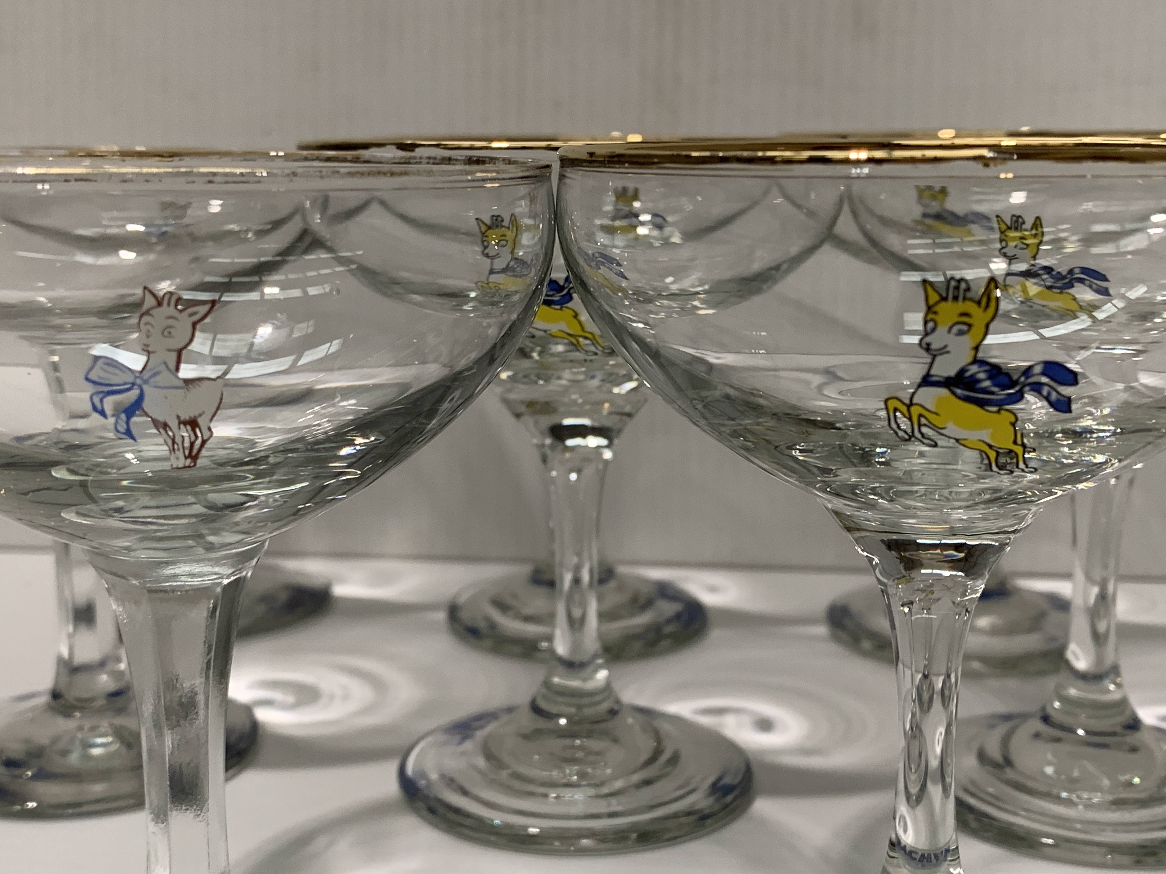 Eight Babycham glasses - five with the yellow leaping deer and three with the white standing deer - Image 3 of 3