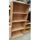 A light pine finish open front bookcase (4 shelf) 80 x 176cm high