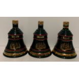 Three 75cl Wade porcelain decanters of Bell's Old Scotch Whisky to celebrate Christmas 1992,