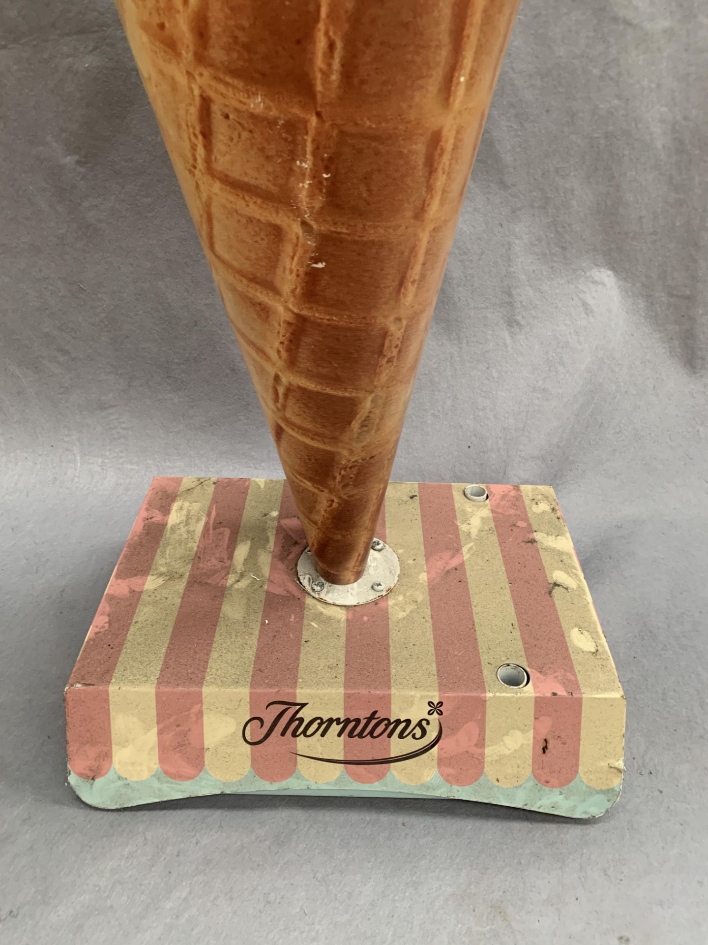 A Thorntons Ice Cream plastic freestanding advertising ice cream cone on base approx 40cm x 130cm - Image 3 of 3