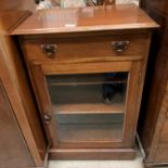 An early 20th century mahogany display cabinet with frieze drawer over single glazed door 50 x 87cm