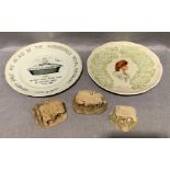 Five items Denby Dale Pie plate for the 1928 Huddersfield Royal Infirmary Pie,