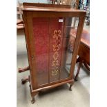 A small walnut framed display cabinet 57 x 114cm high (locked - no shelves)