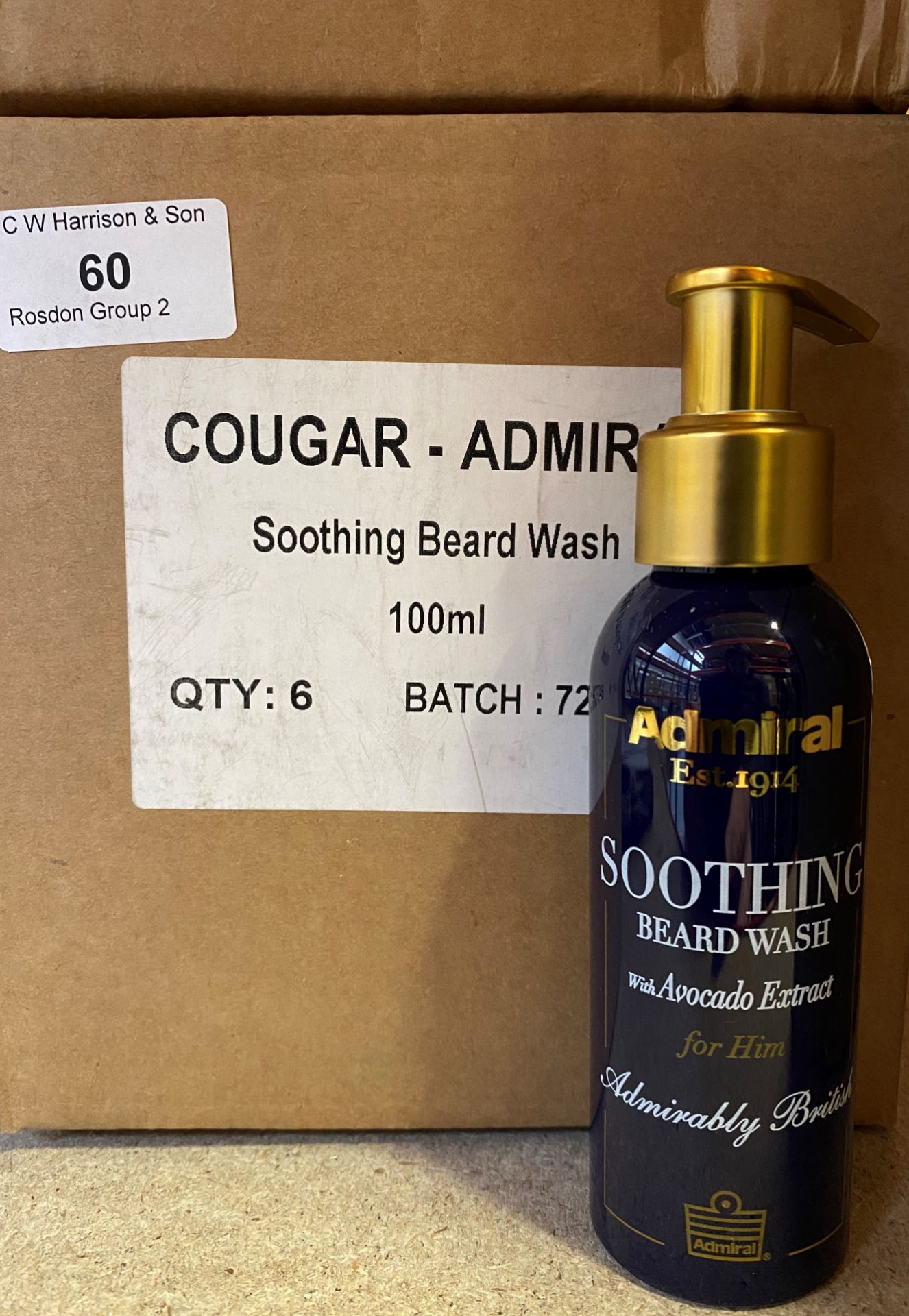 18 x 100ml bottles of Cougar Admiral Soothing Beard Wash