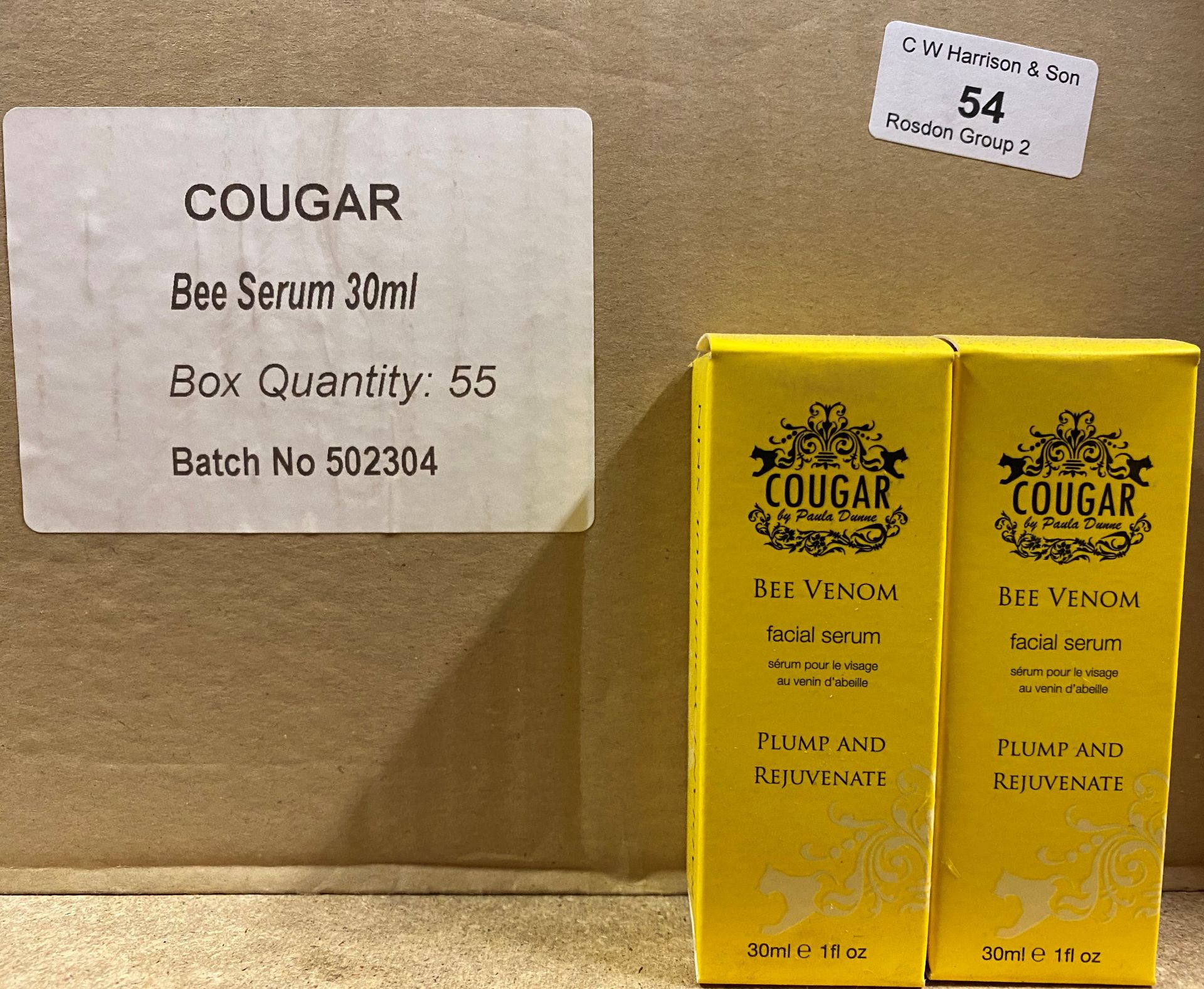 250 x Cougar 30ml Bee Venom Facial Serum - 5 outer boxes (Counts are approximate)