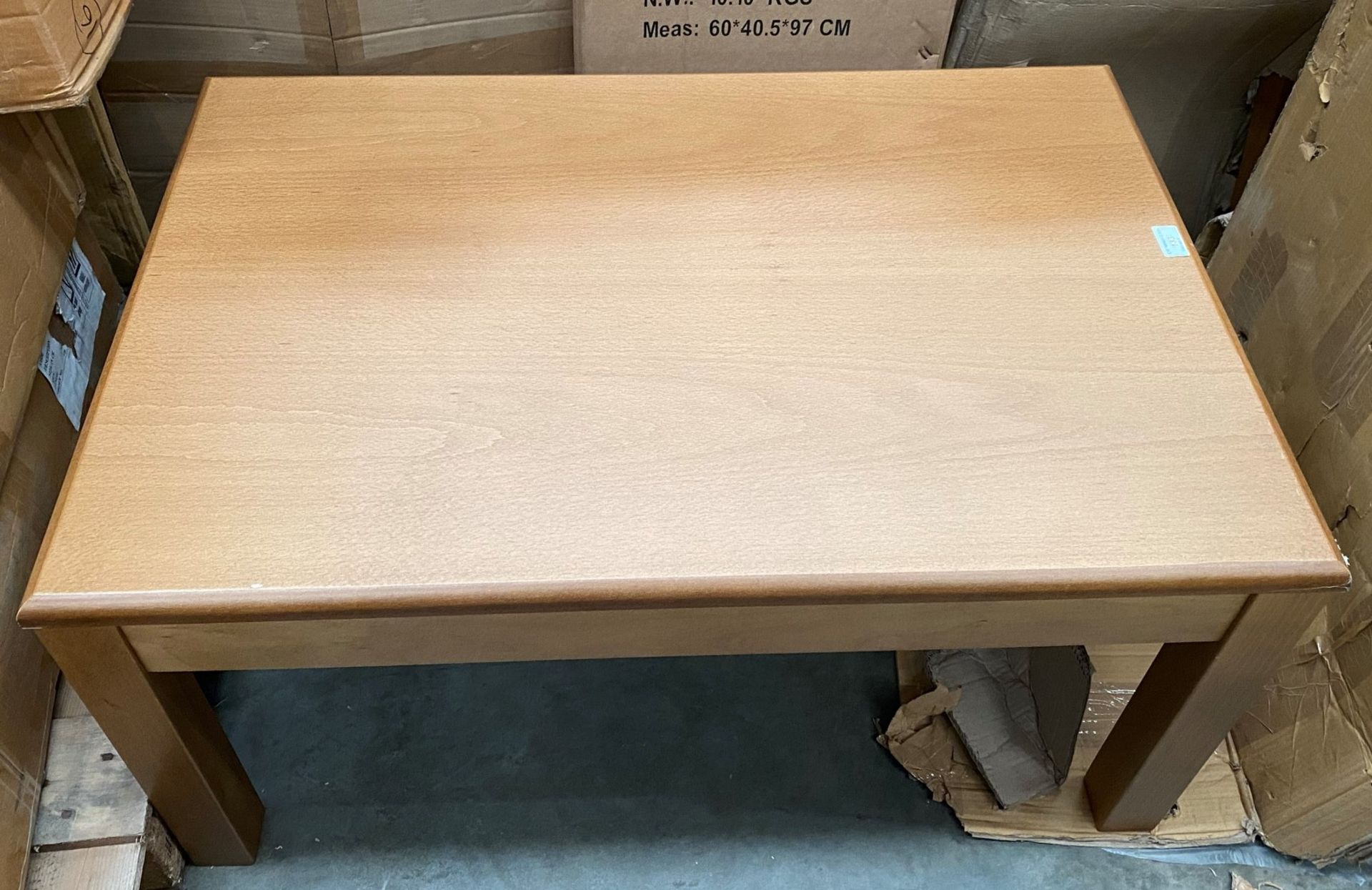 Hardwood finish coffee table - 60cm x 90cm x 45 - built up - slight damage to corners - Image 2 of 2