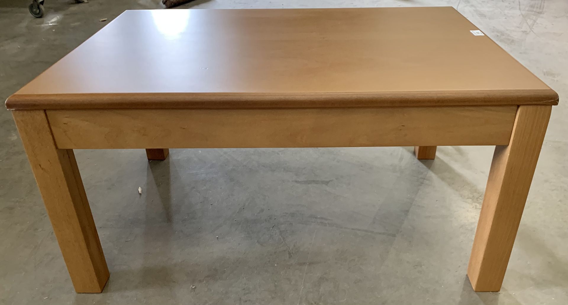 Hardwood finish coffee table - 60cm x 90cm x 45 - built up - slight damage to corners
