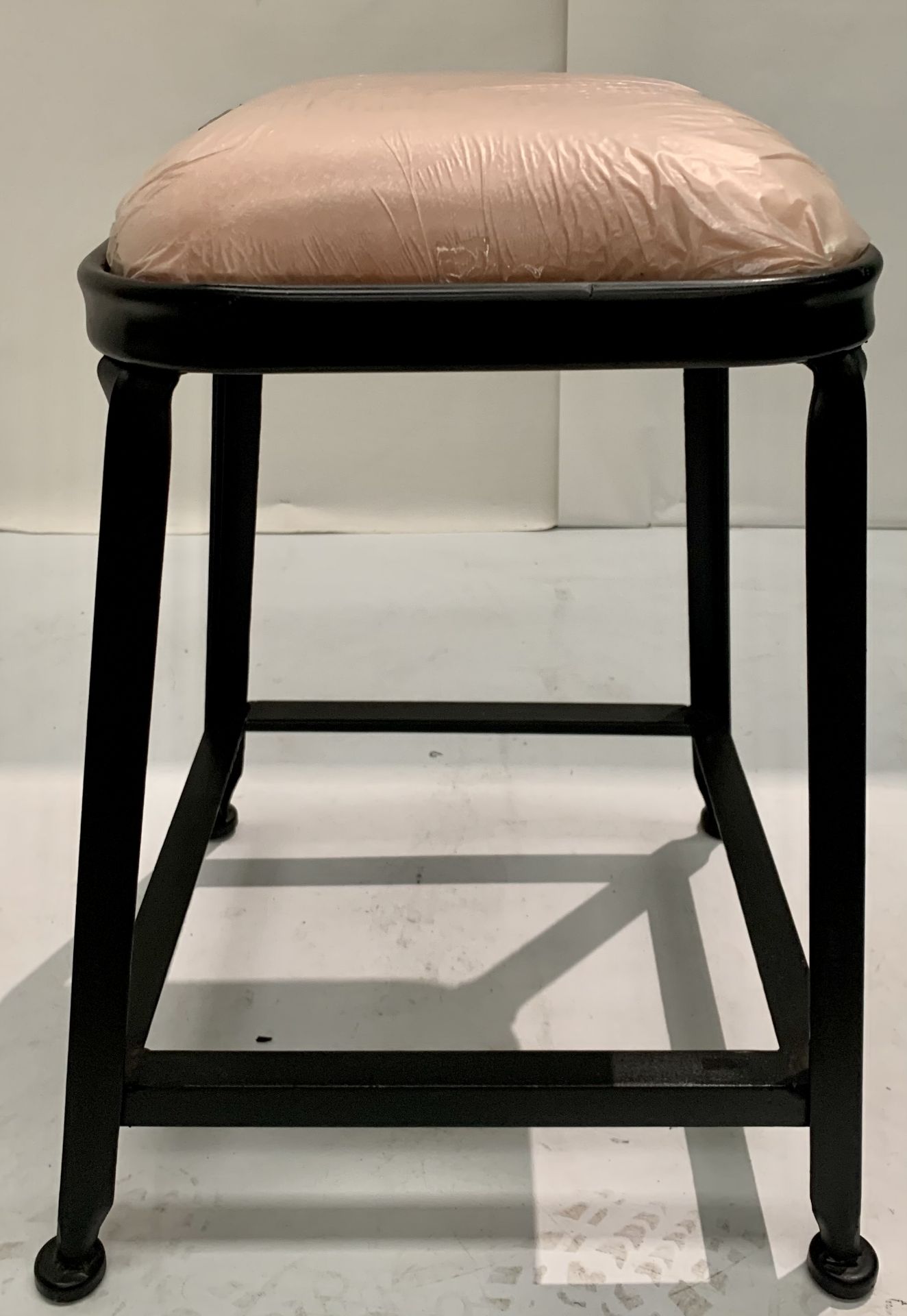 1 x low black metal framed bar stool 54cm high - (1 outer box)