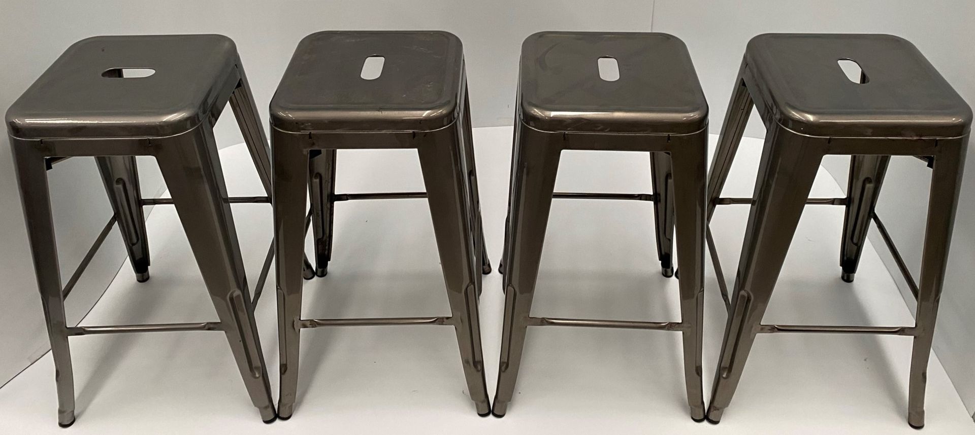 4 x brushed metal transparent high bar stools 675mm - no box,