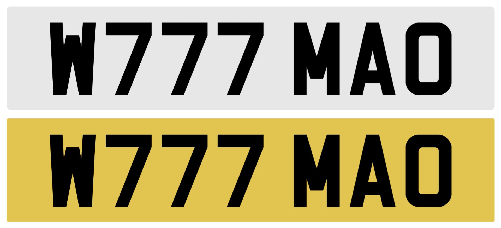 CHERISHED REGISTRATION NUMBER W777 MAO complete with retention document to be assigned before 17.