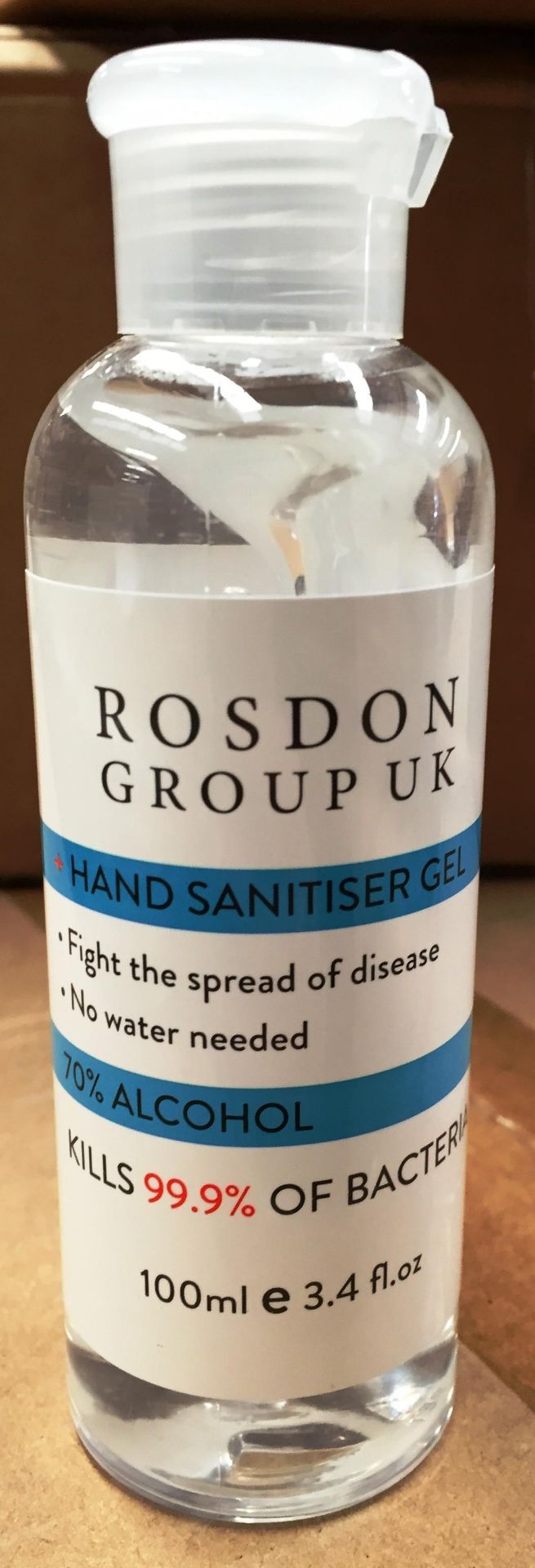 1 x box Rosdon Group Ltd 100ml hand sanitiser (192 units per box)