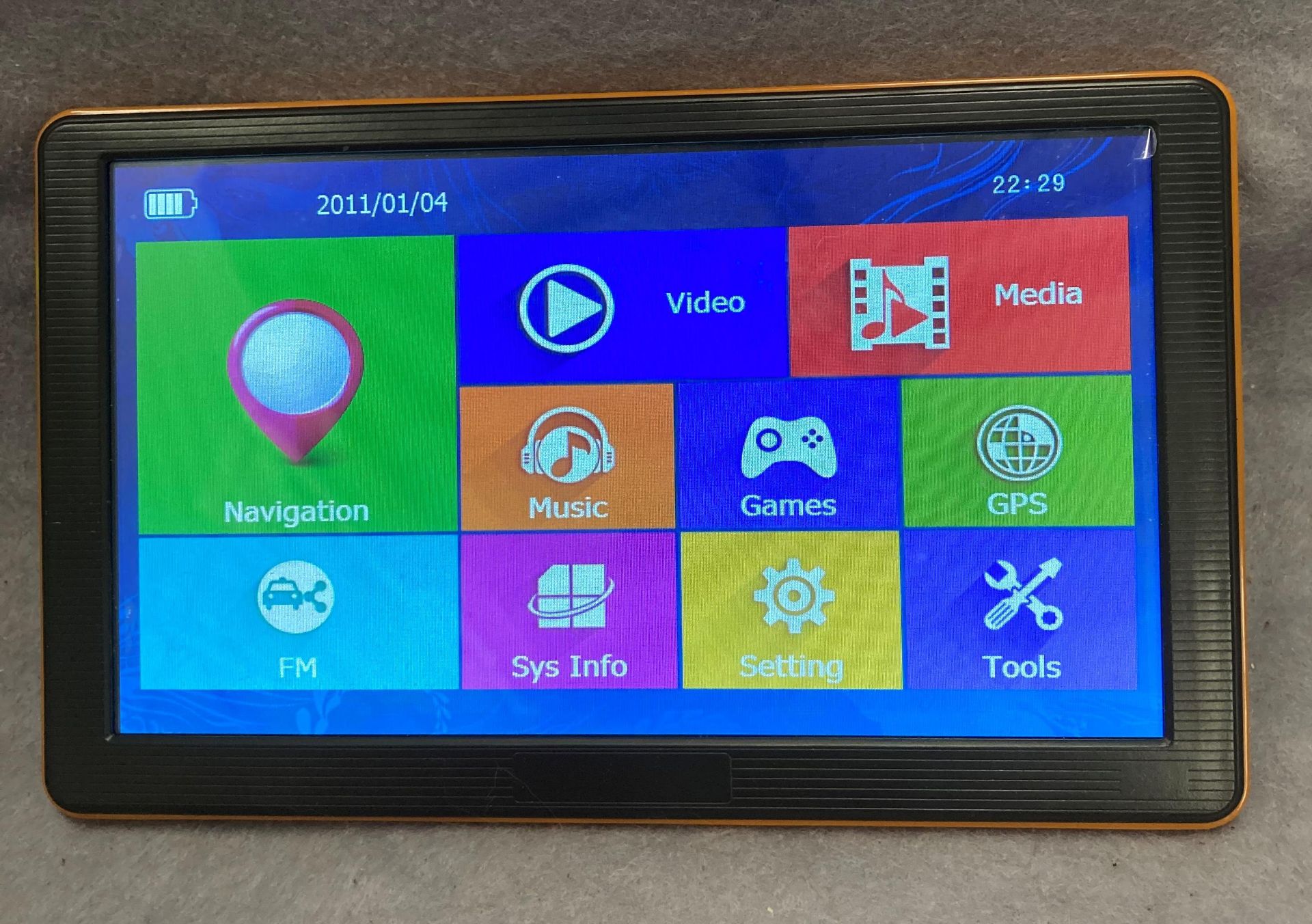 An unnamed 7" tablet 256mb with built in satellite navigation