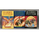 J K Rowling three Harry Potter First Editions published by Bloomsbury all complete with dust