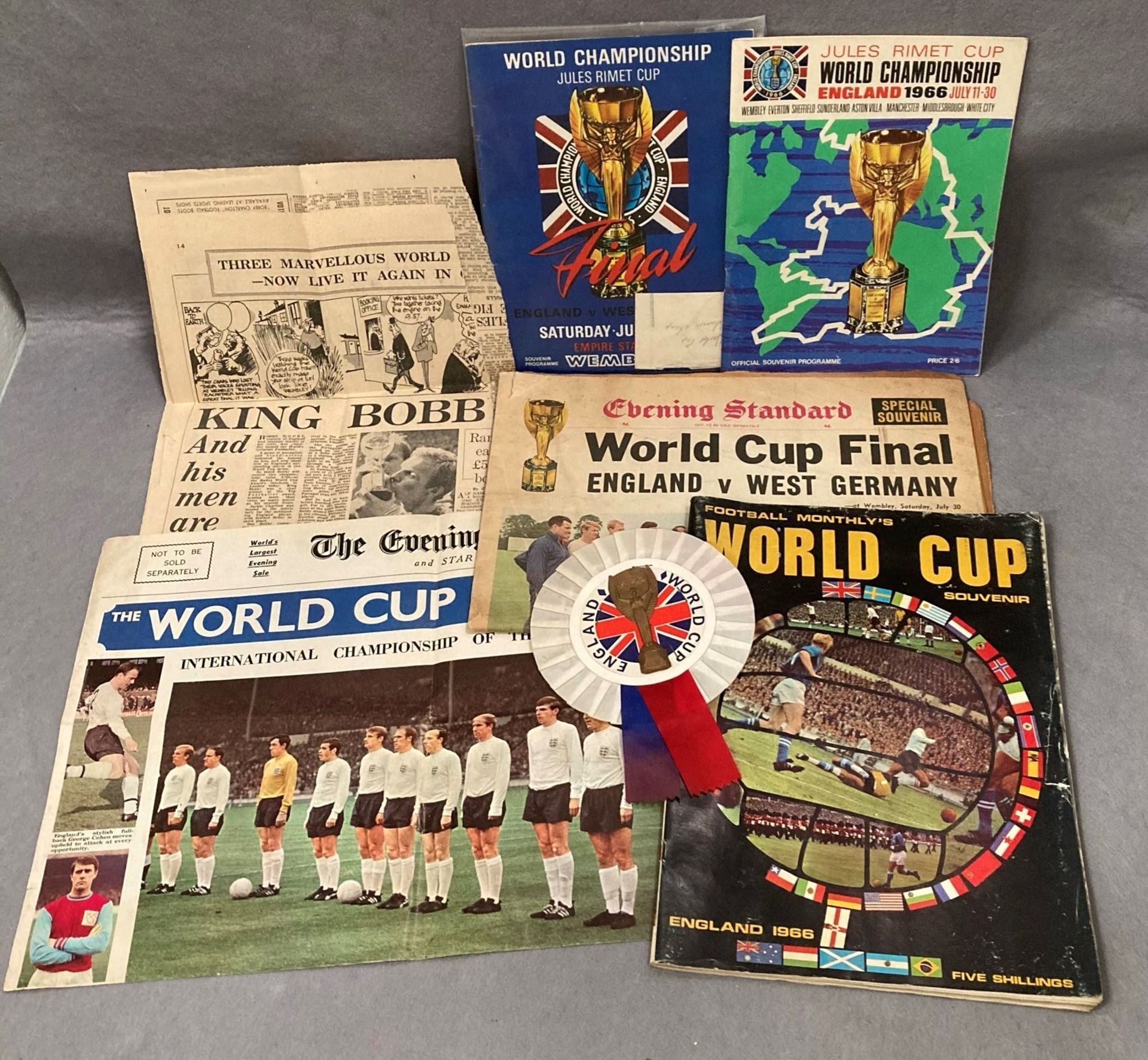 World Cup 1966 Final programme with great condition rosette bought and worn on the day together