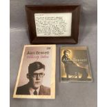 A small hand written note signed Alan Bennett and dated June 19th fourteen in oak frame thanking