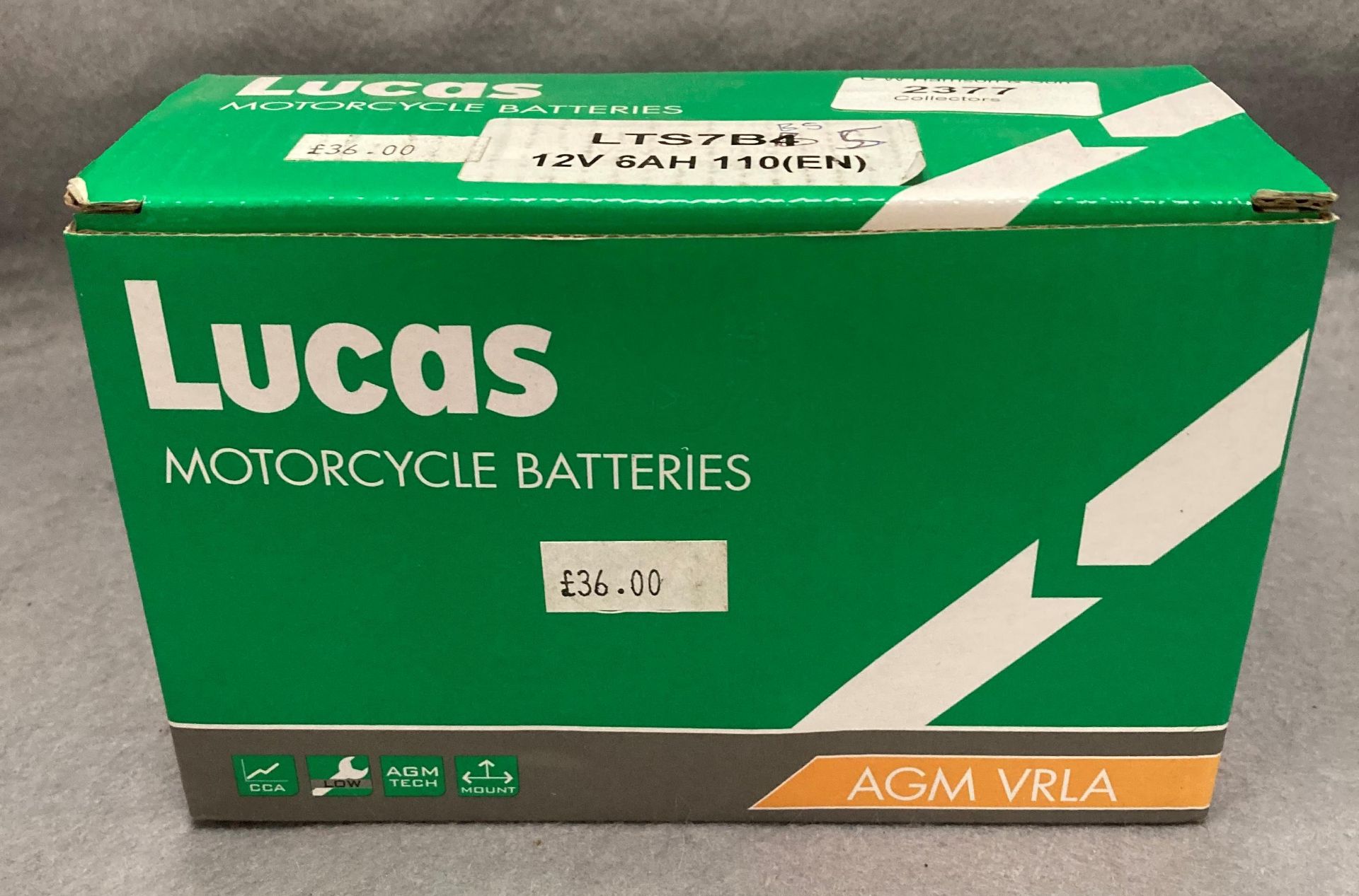 A Lucas LTS75S5 motorcycle battery (boxed)