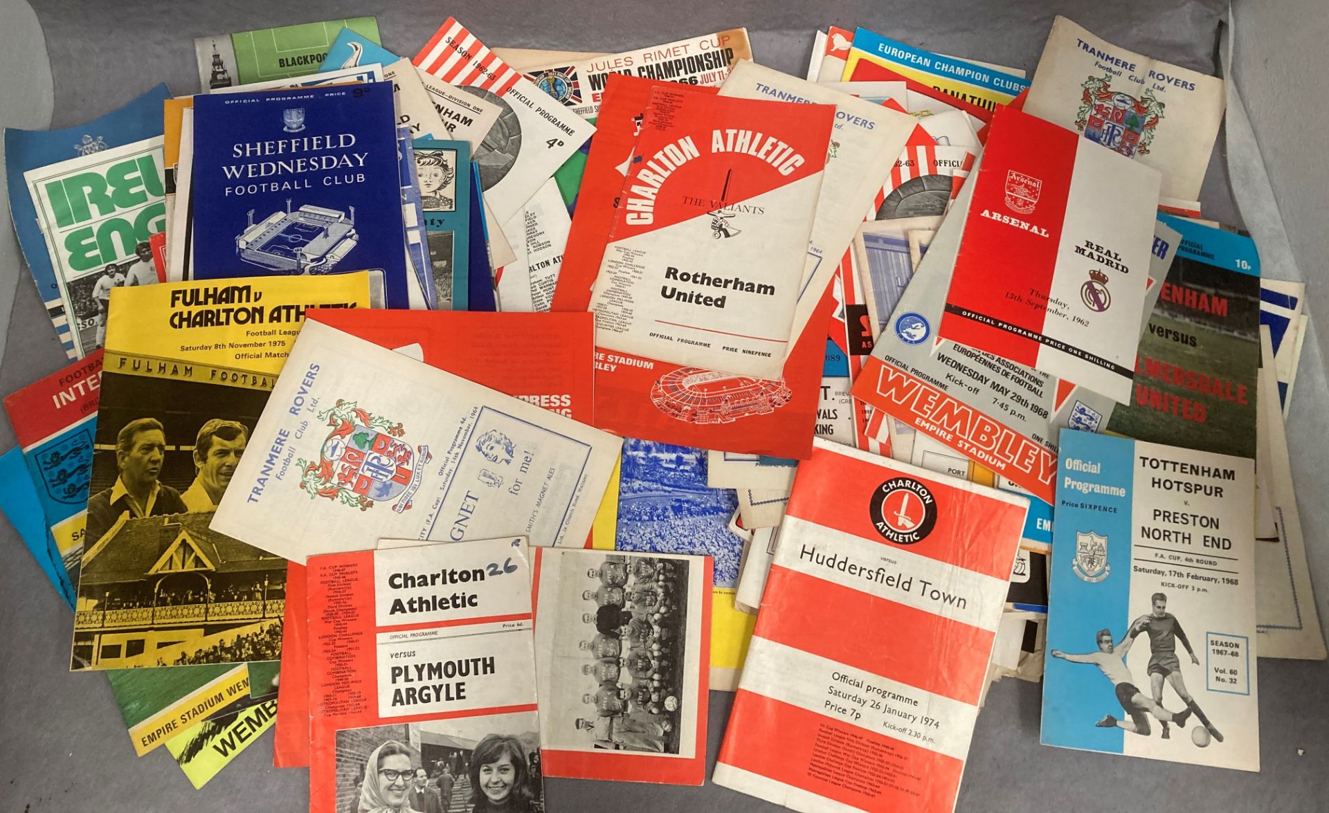 Approximately 180 football programmes 1950s onwards including Cup Finals and England