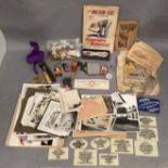 Box of miscellaneous collectable/ephemera including photos of Leeds Bus Station circa 1970s,