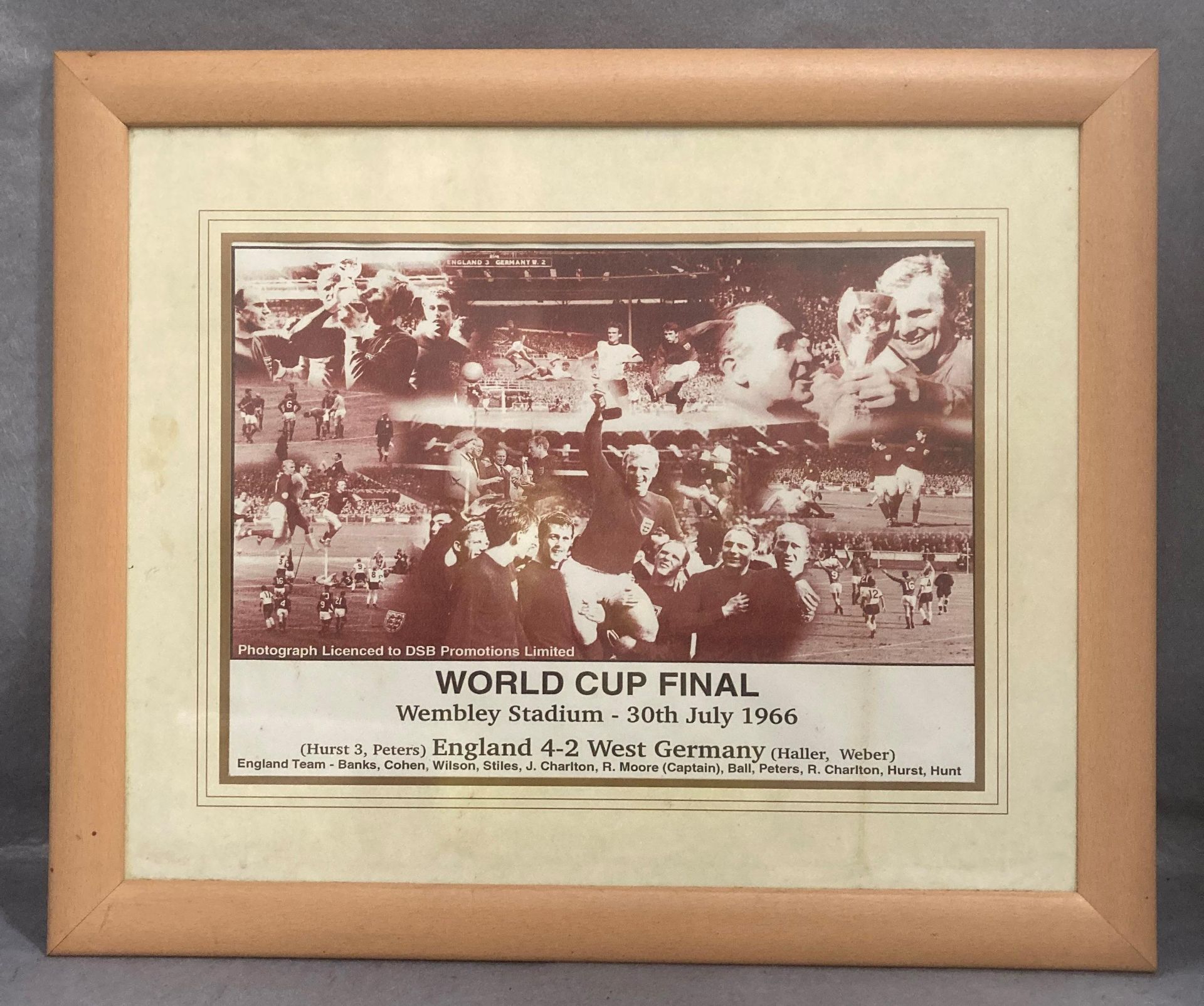 A framed photo print collage World Cup Final Wembley Stadium - 30th July 1966 30 x 40cm and a small - Image 2 of 3