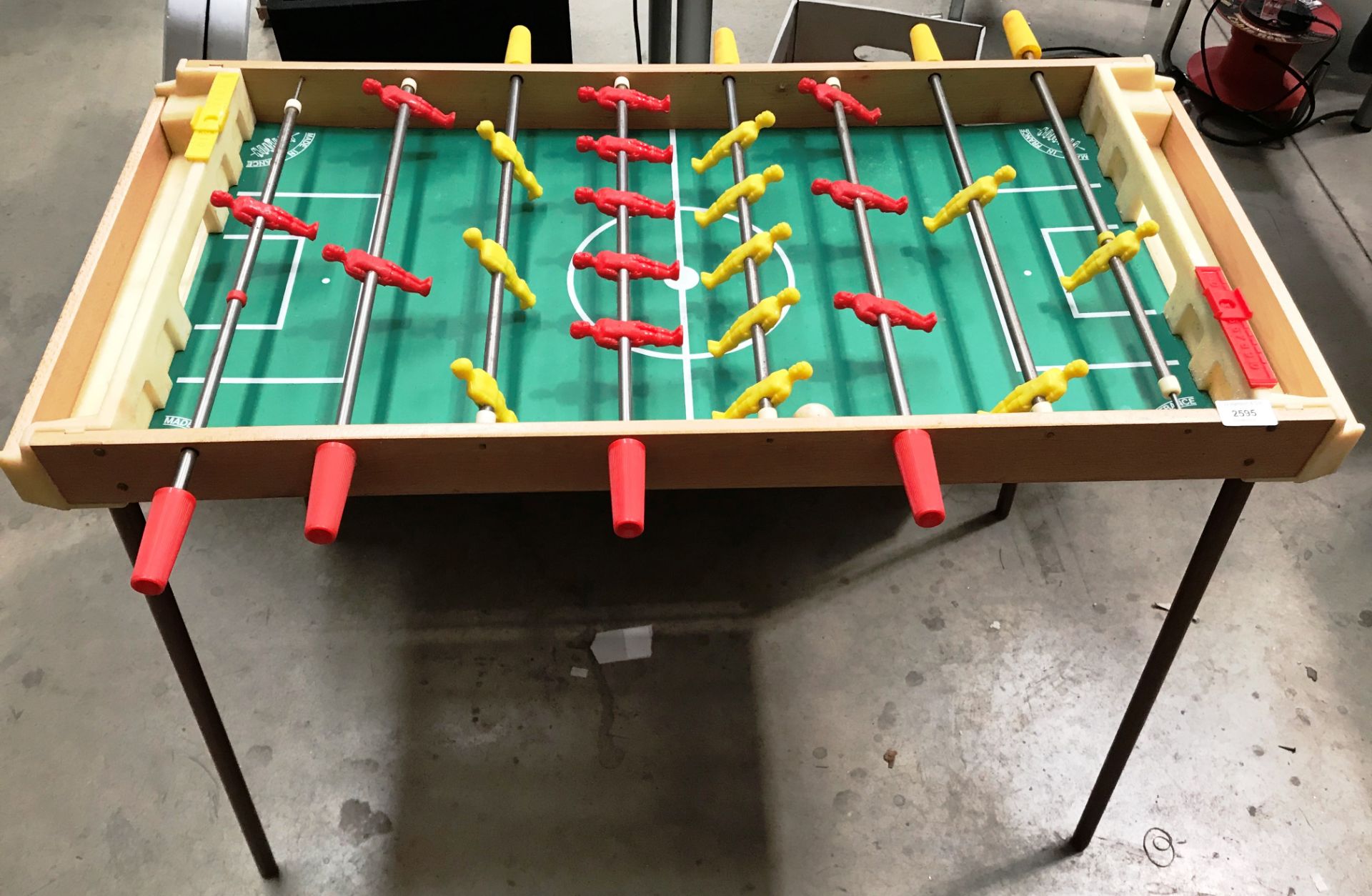 A Charton Super Jouet table football game on legs - in play worn box