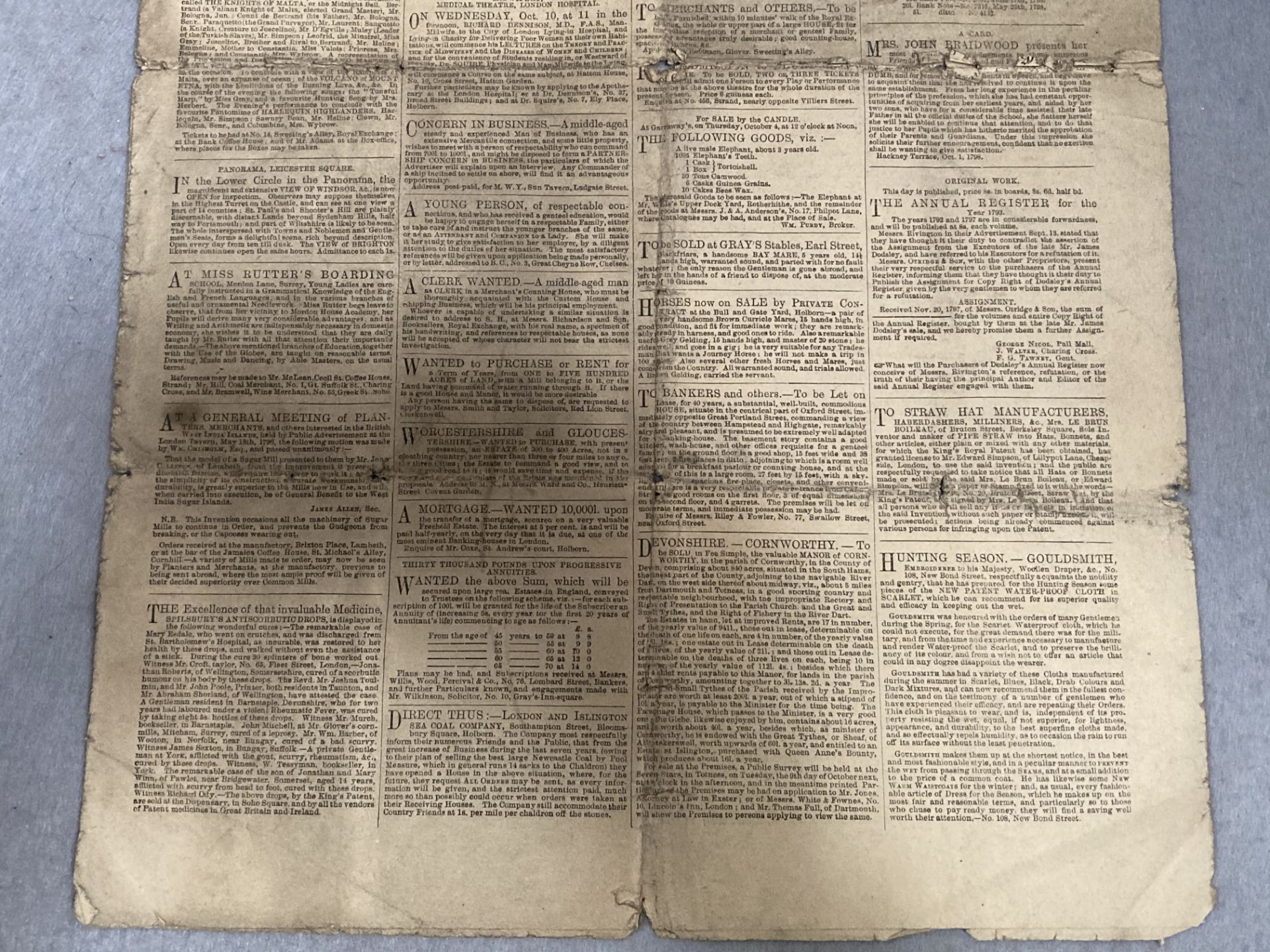 The Times Newspaper dated Wednesday October 3rd 1798 No. - Image 3 of 8