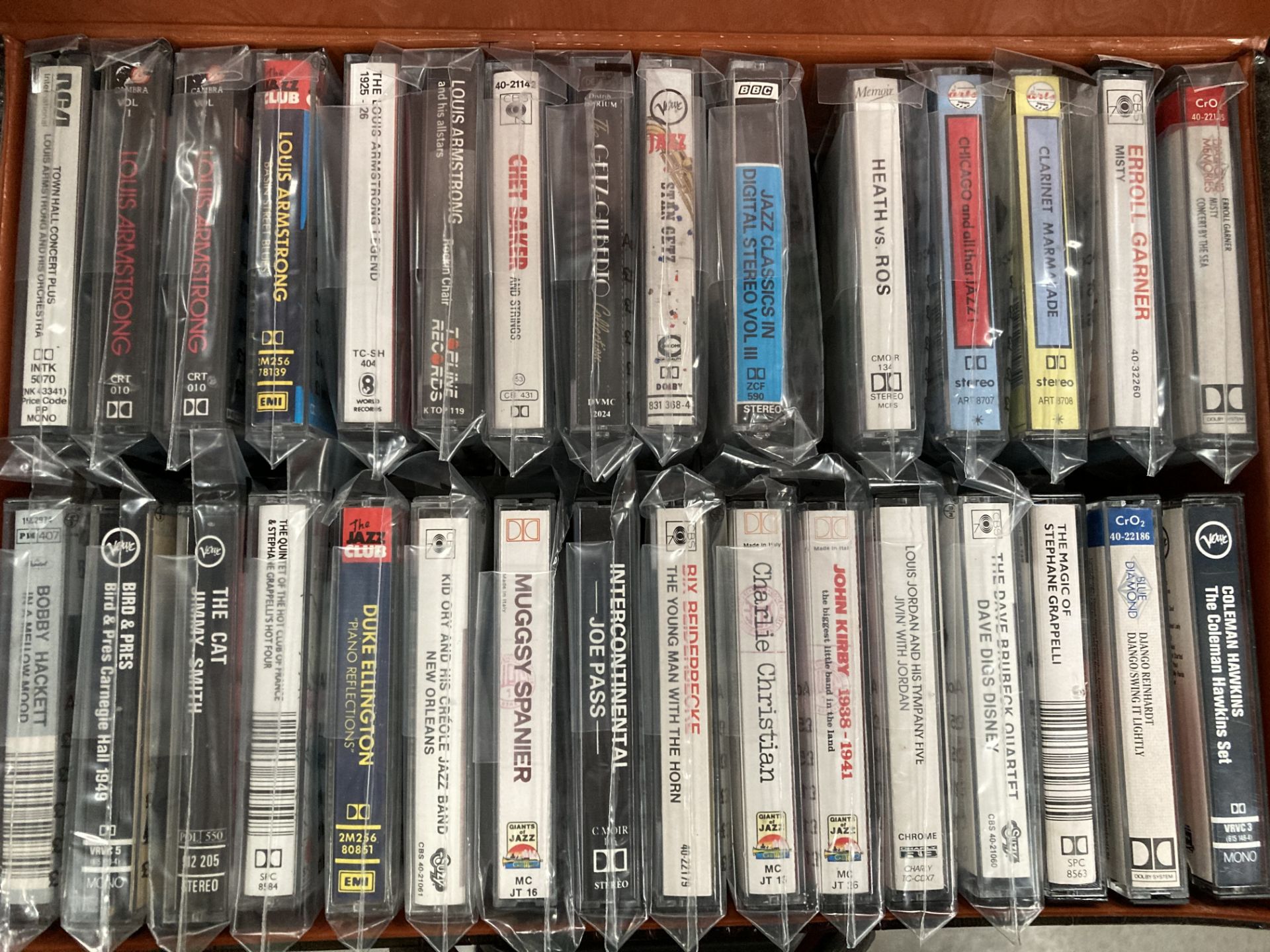 Eight various cases containing two hundred assorted pre-recorded cassette tapes - Jazz, Swing, - Image 2 of 5