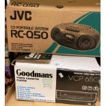 JVC RC-Q50 CD portable music system complete with remote control (boxed) and a Goodmans VCP650