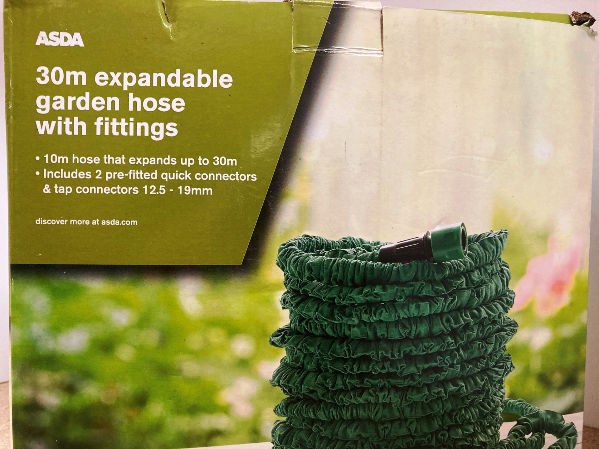4 x 30m expandable garden hoses with fitting by Asda (boxed)