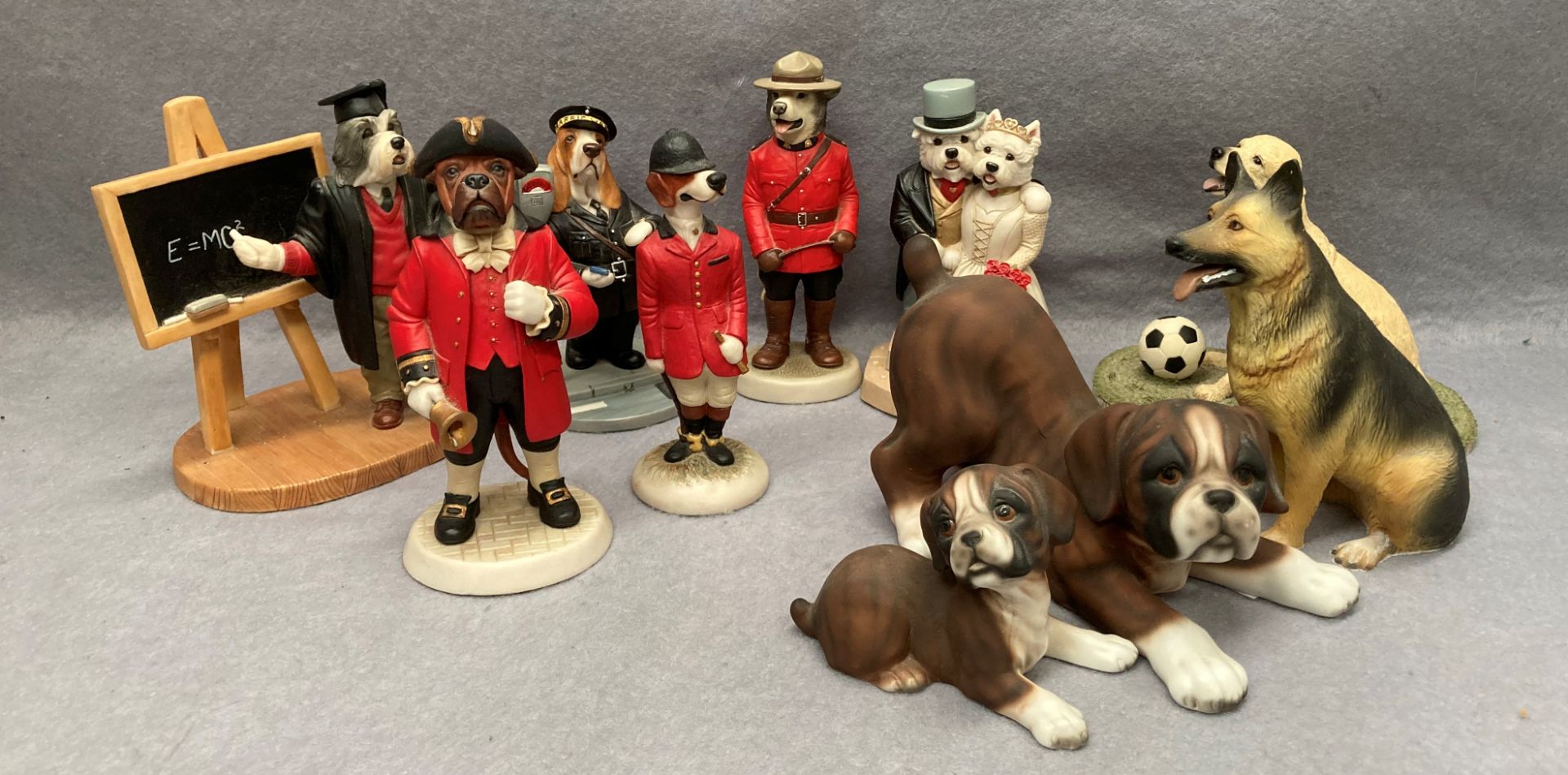 Ten potter and resin character dogs and groups - six by Robert Harrop designs