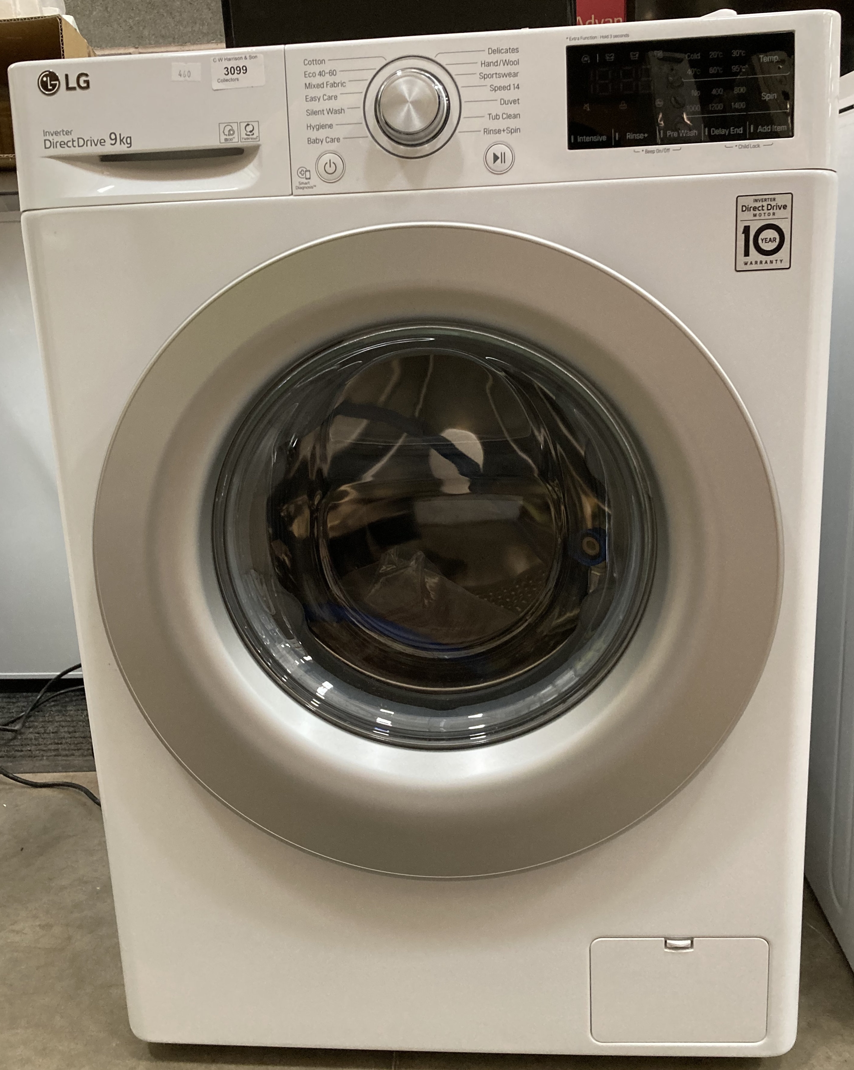 An LG Inverter Direct Drive 9kg automatic washing machine complete with manual advised bought new - Image 3 of 3