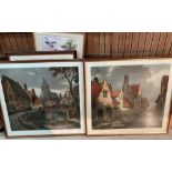 Alfred Van Neste two large framed Impressionist prints 'Le Quai des Menetries a Bruges' and 'Canal