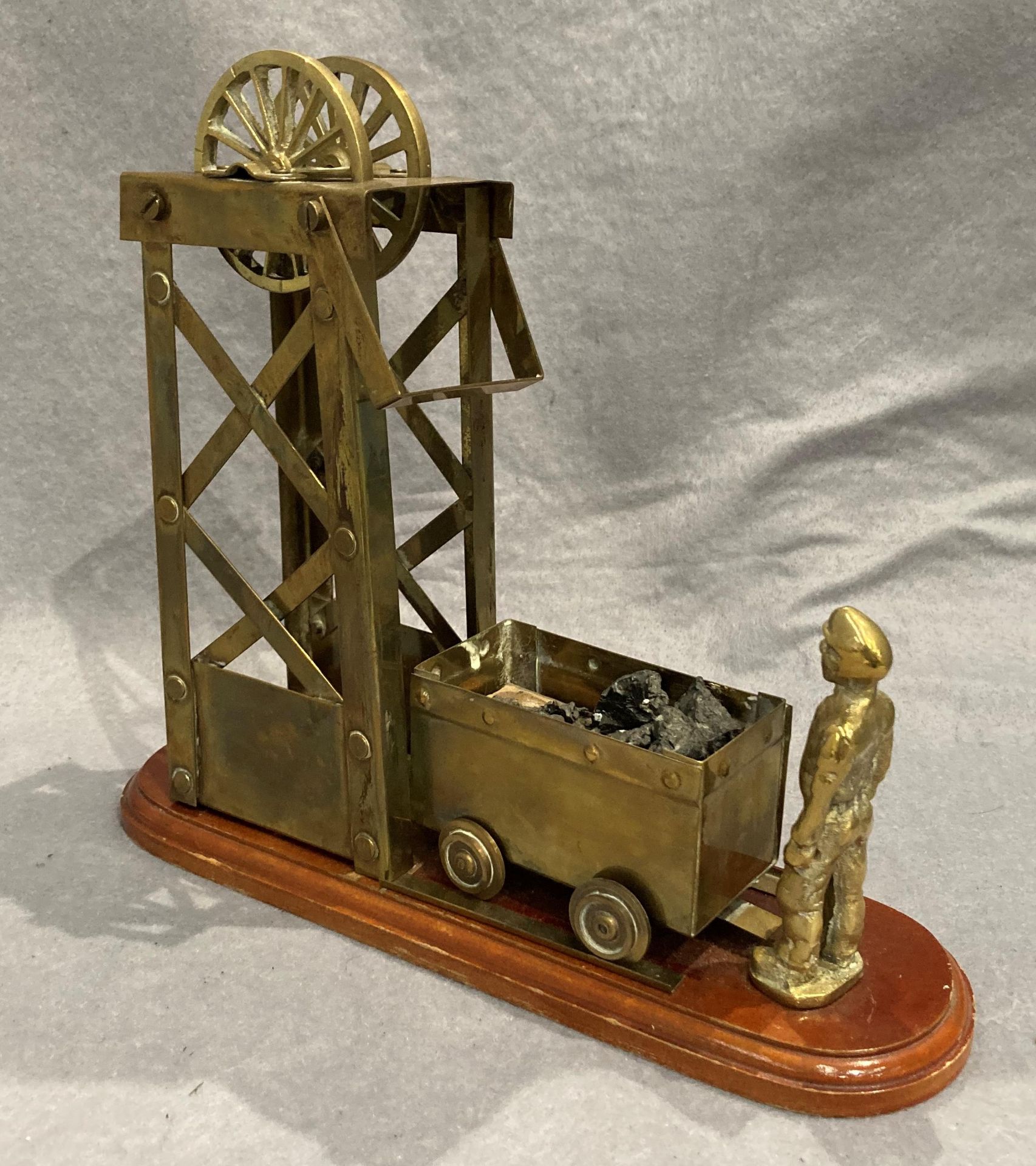 A brass mining model featuring a miner, - Image 2 of 3