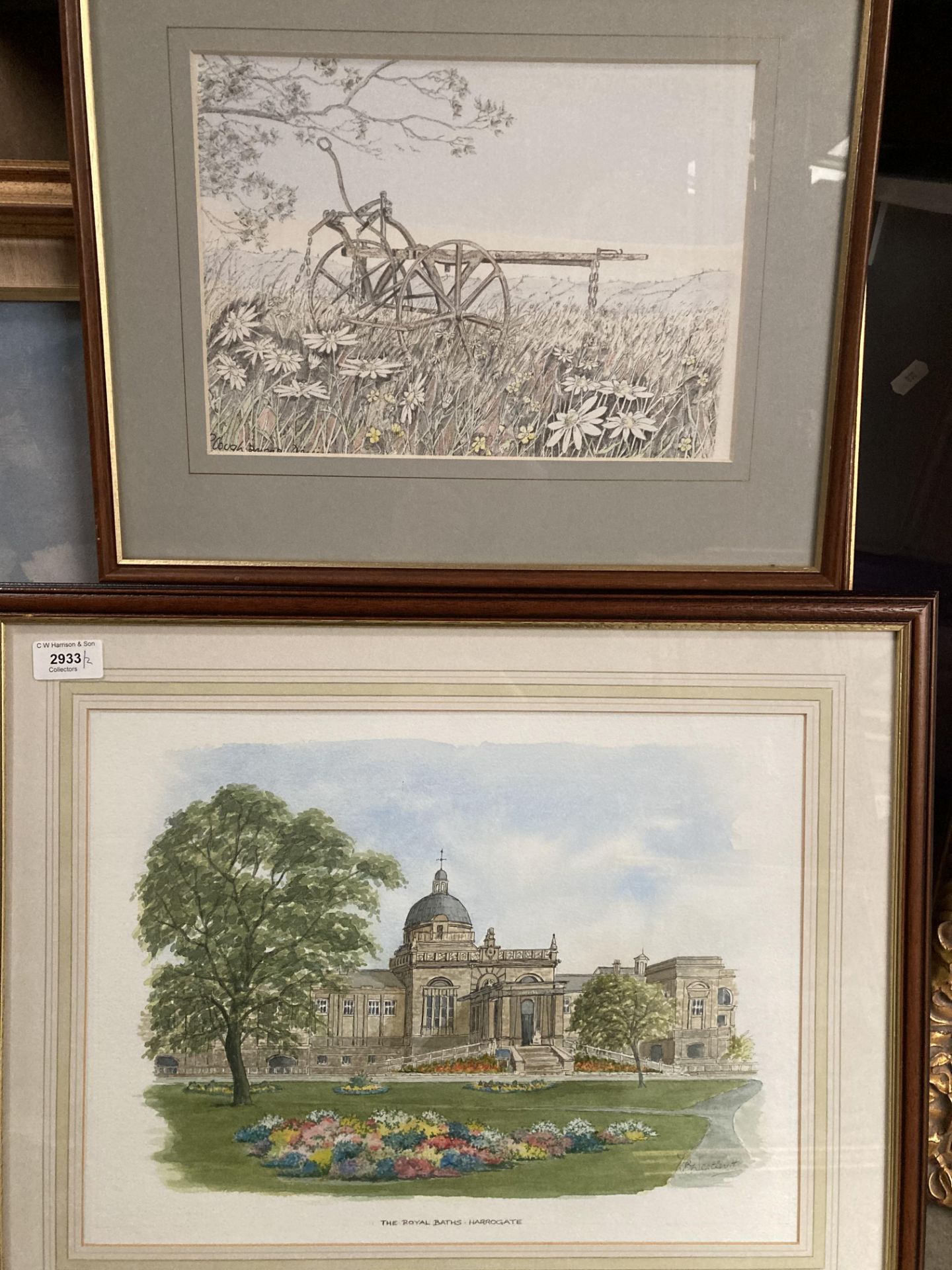 L.B. Weatheritt framed watercolour 'The Royal Baths, Harrogate' 30cm x 40cm and Douglas A.