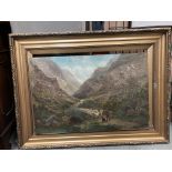 Albert Dunnington (British) 1860 - 1928 an ornate gilt framed oil on canvas 'A Pass in the