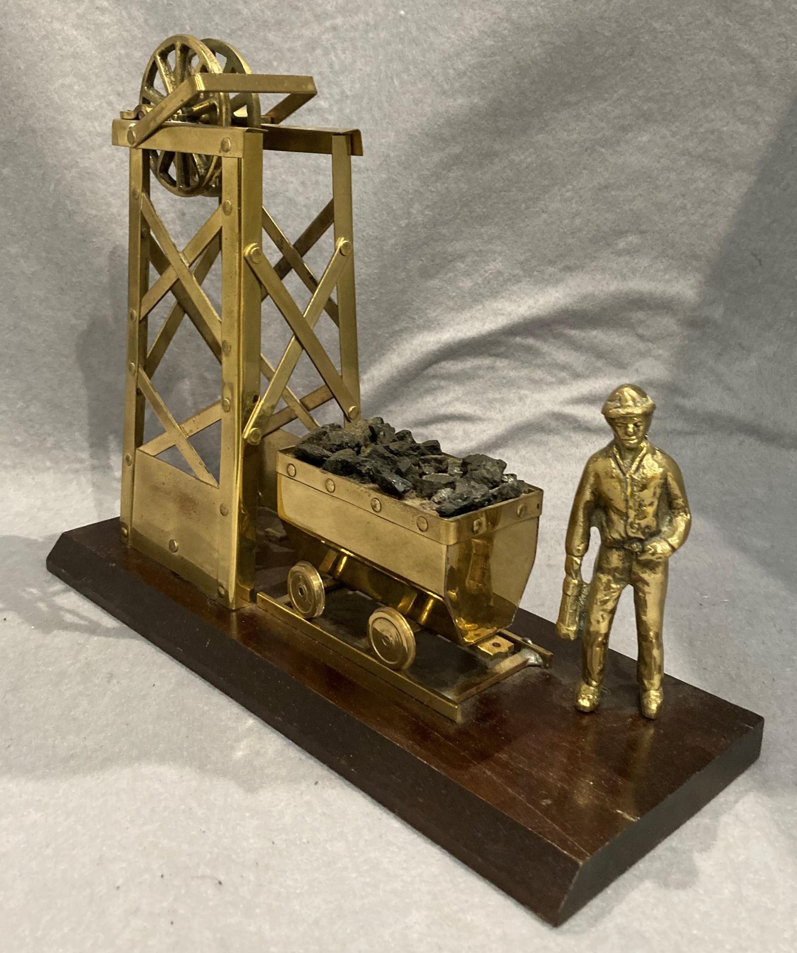 A brass mining model featuring a miner, - Image 2 of 2