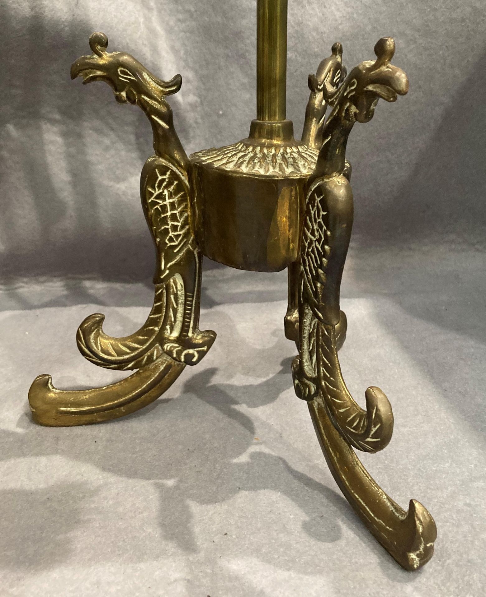 A decorative fireside stand fitted with three fireside implements and a brass jug (2) - Image 3 of 3
