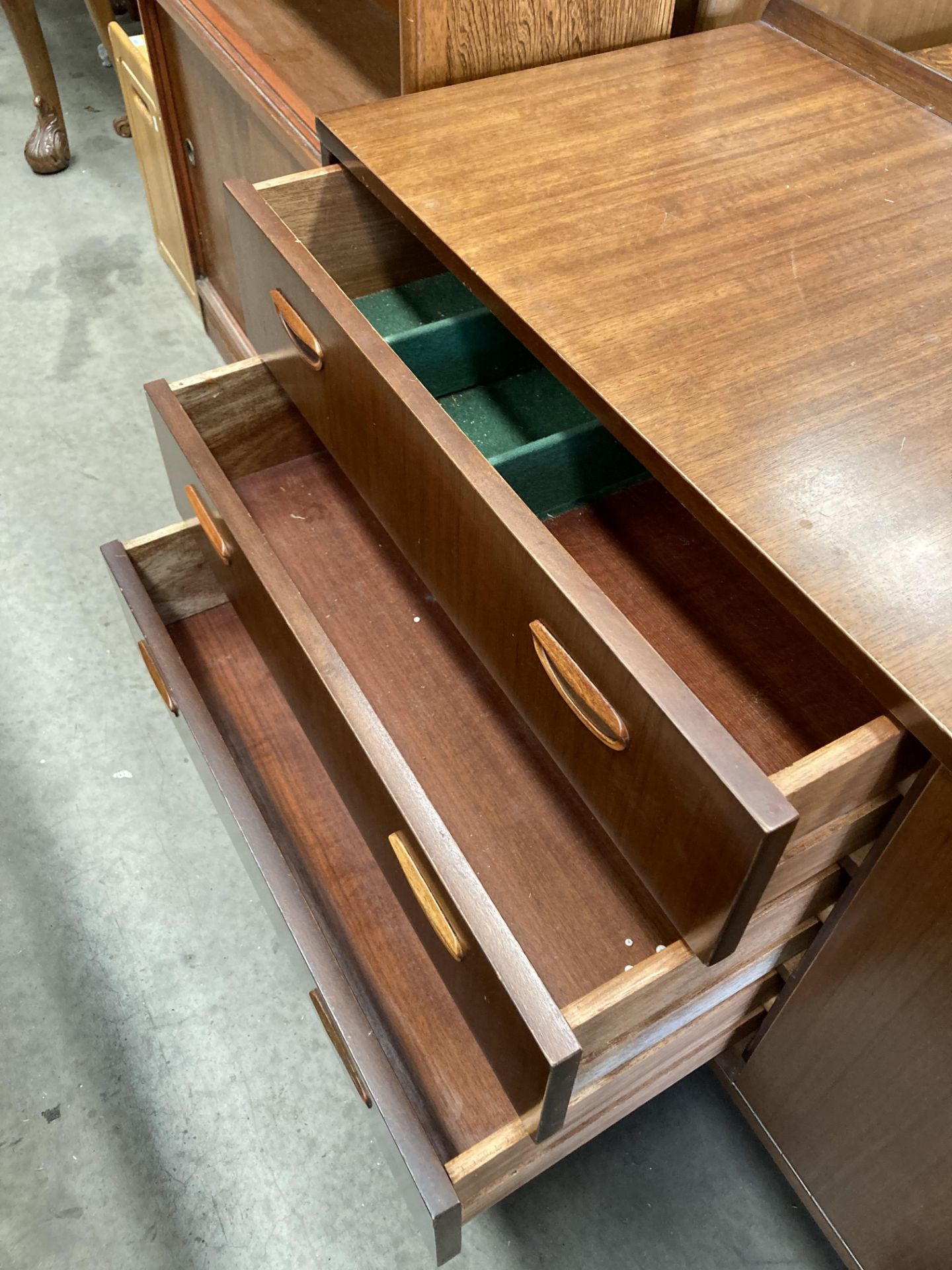 A Beautility teak finish three drawer, - Image 4 of 4